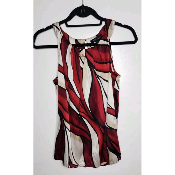WHBM Sleeveless Pleated Neck Halter Silk Stretch Size 4 Top Corpcore Classy Work - Picture 1 of 6